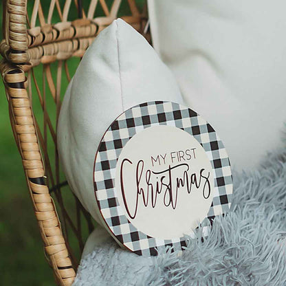 My First Christmas Plaid Sign by Birchmark Designs