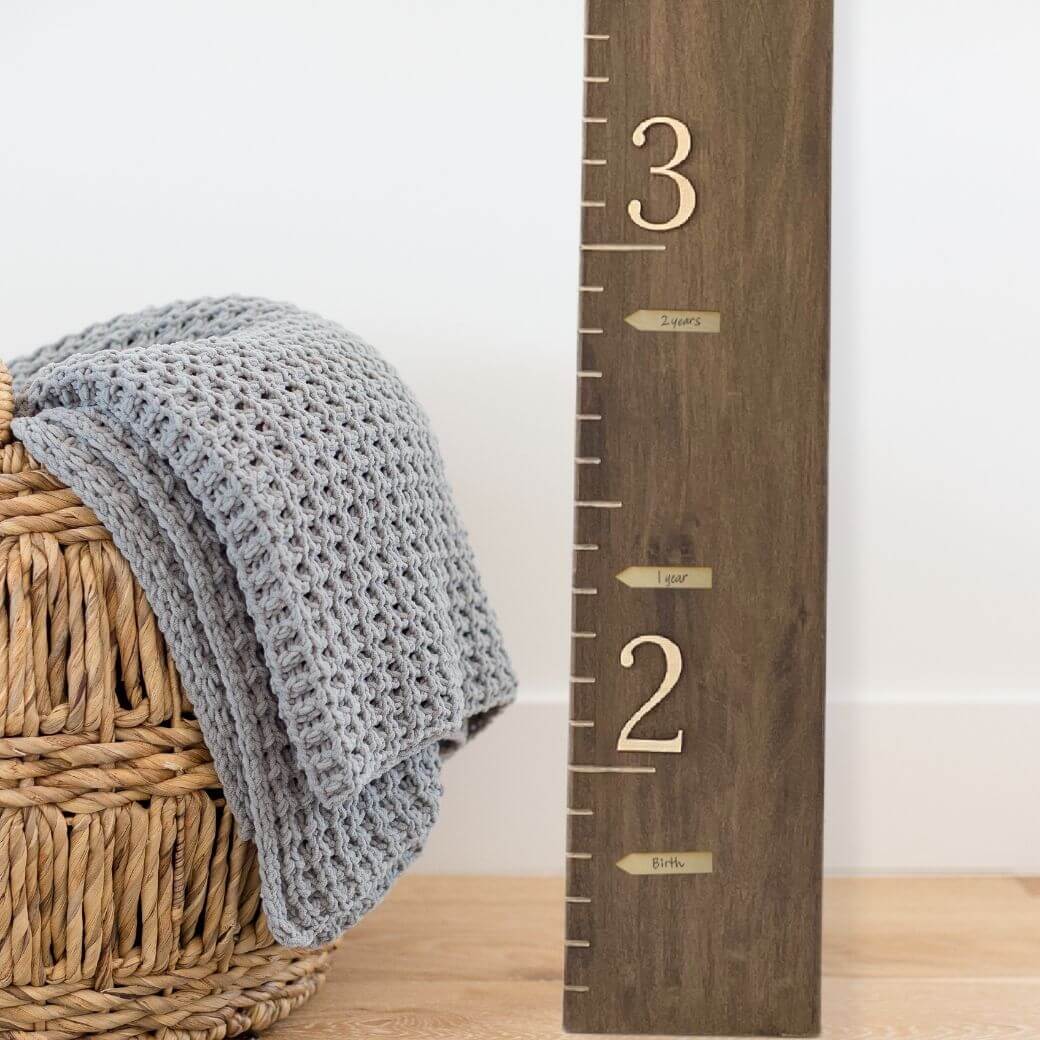 Walnut growth chart ruler by Birchmark Designs