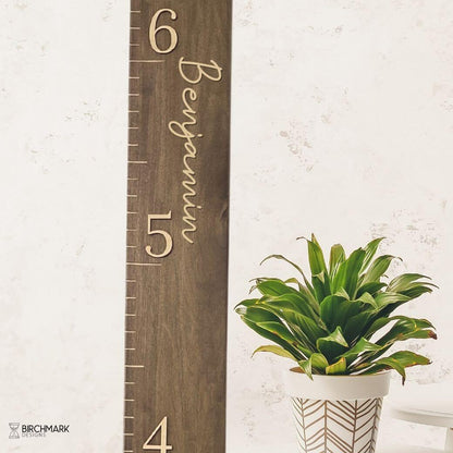 Walnut growth chart ruler by Birchmark Designs